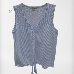 Green Envelope Nautical Beach Searsucker Striped Tied Tank Size L